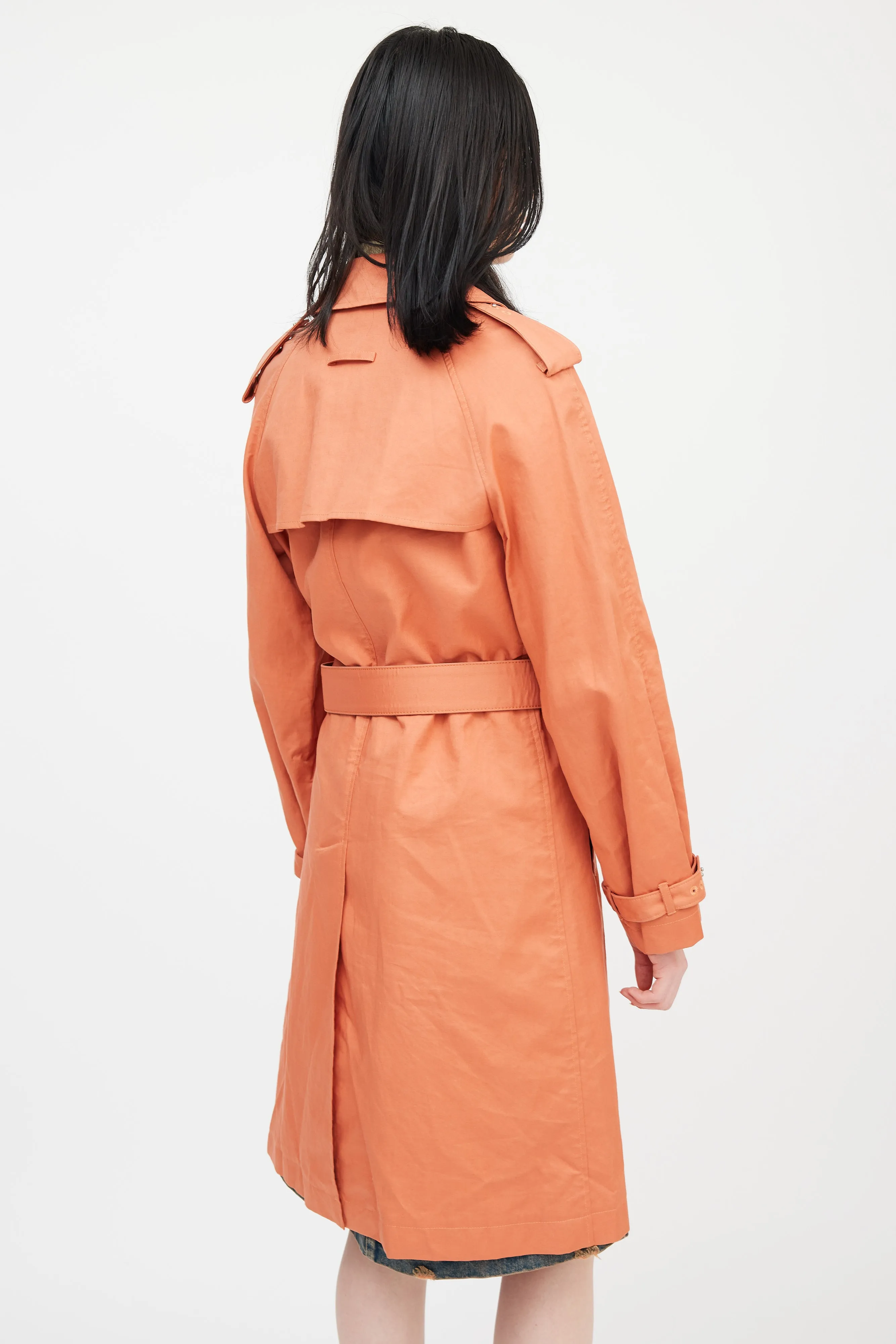 Femme Orange Belted Trench Coat