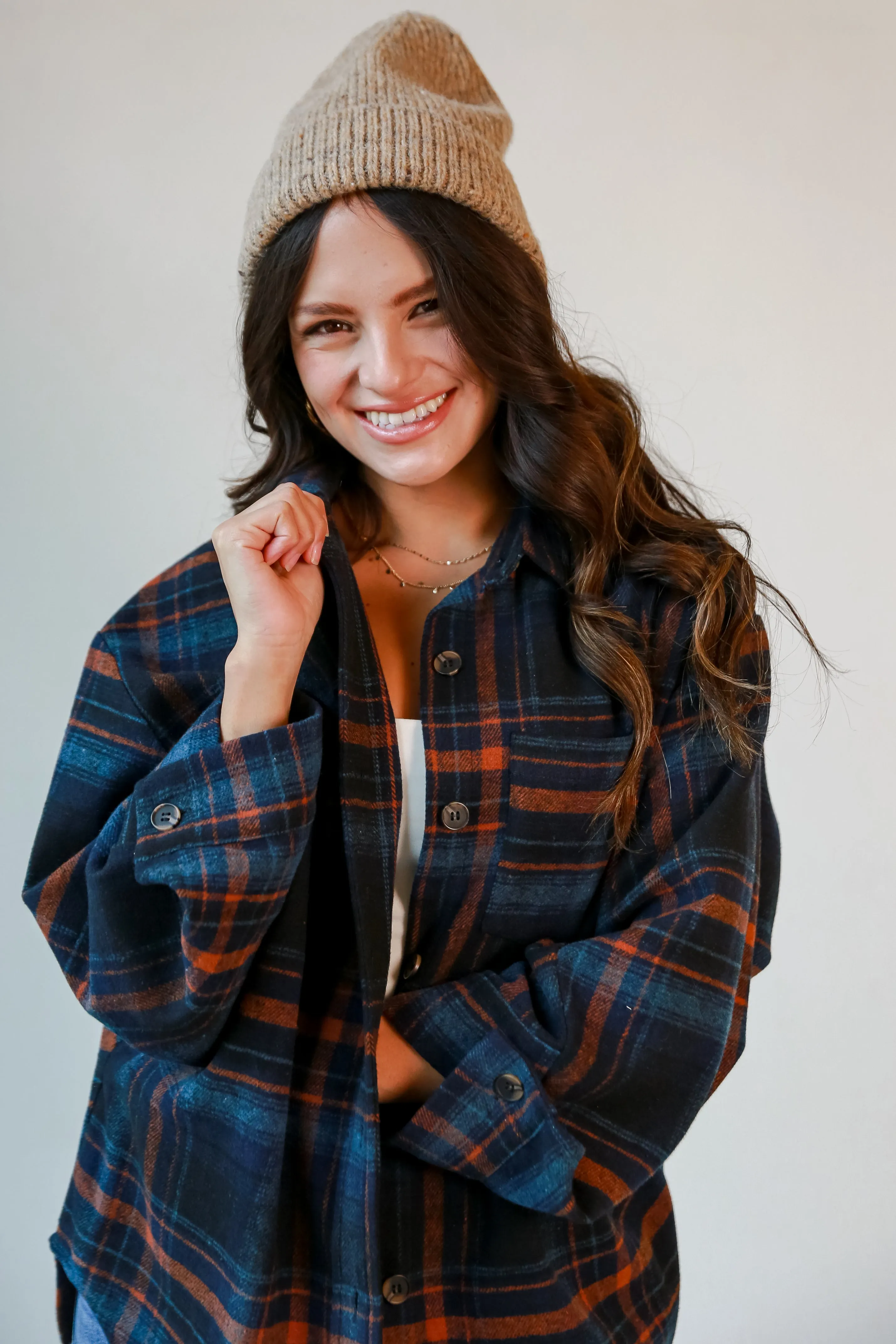 FINAL SALE - Sweetest Mood Navy Plaid Shacket