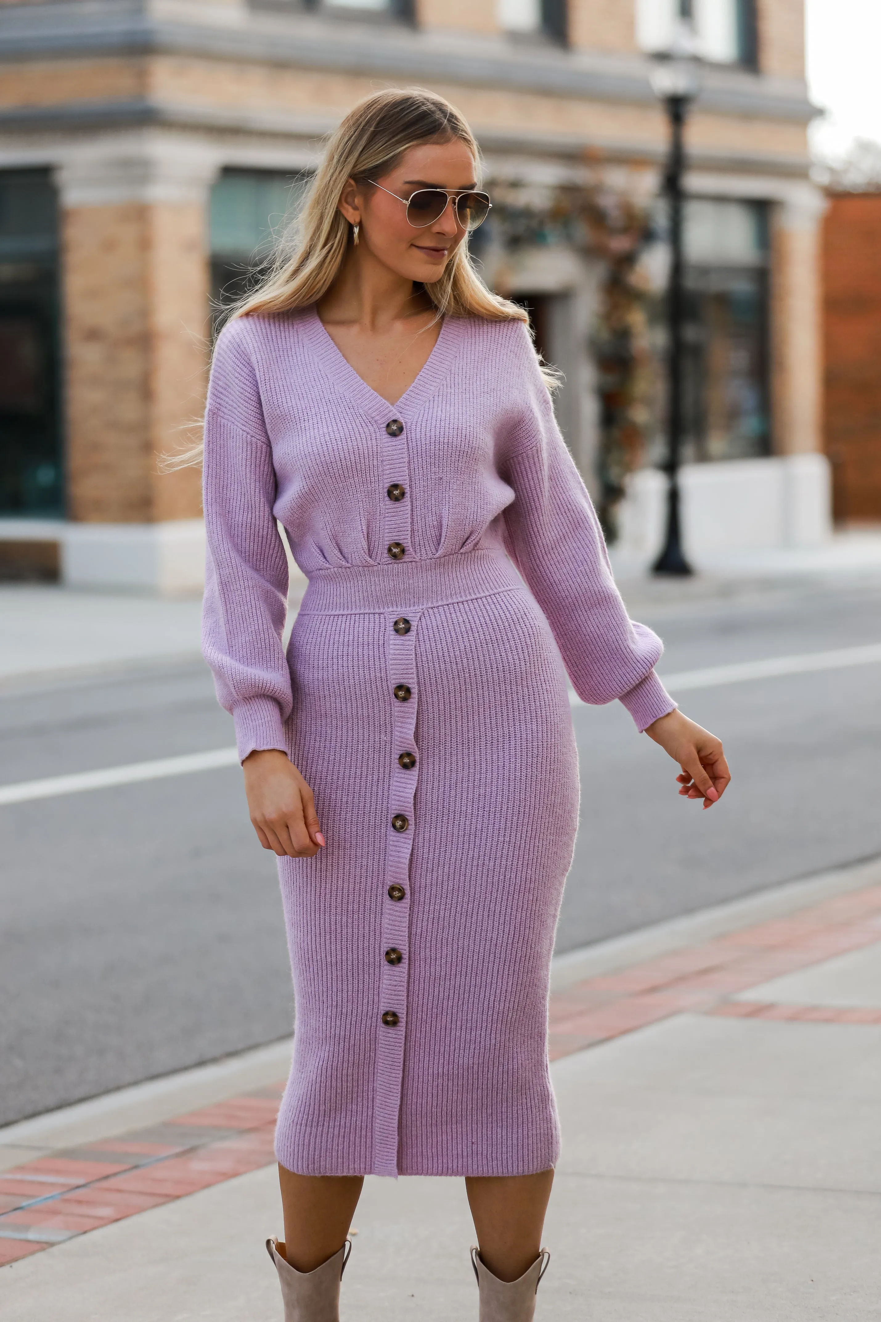 FINAL SALE - Wherever You Go Lilac Maxi Sweater Dress