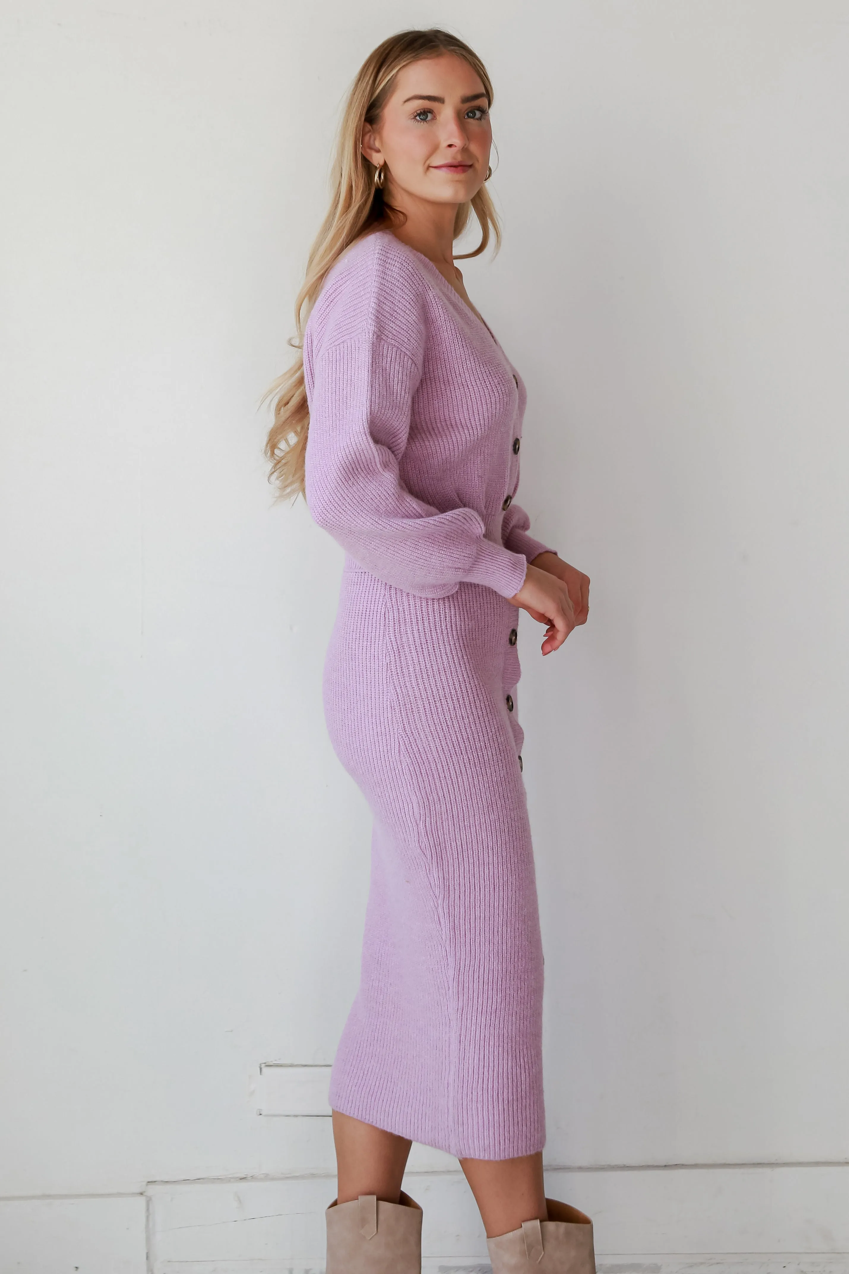 FINAL SALE - Wherever You Go Lilac Maxi Sweater Dress