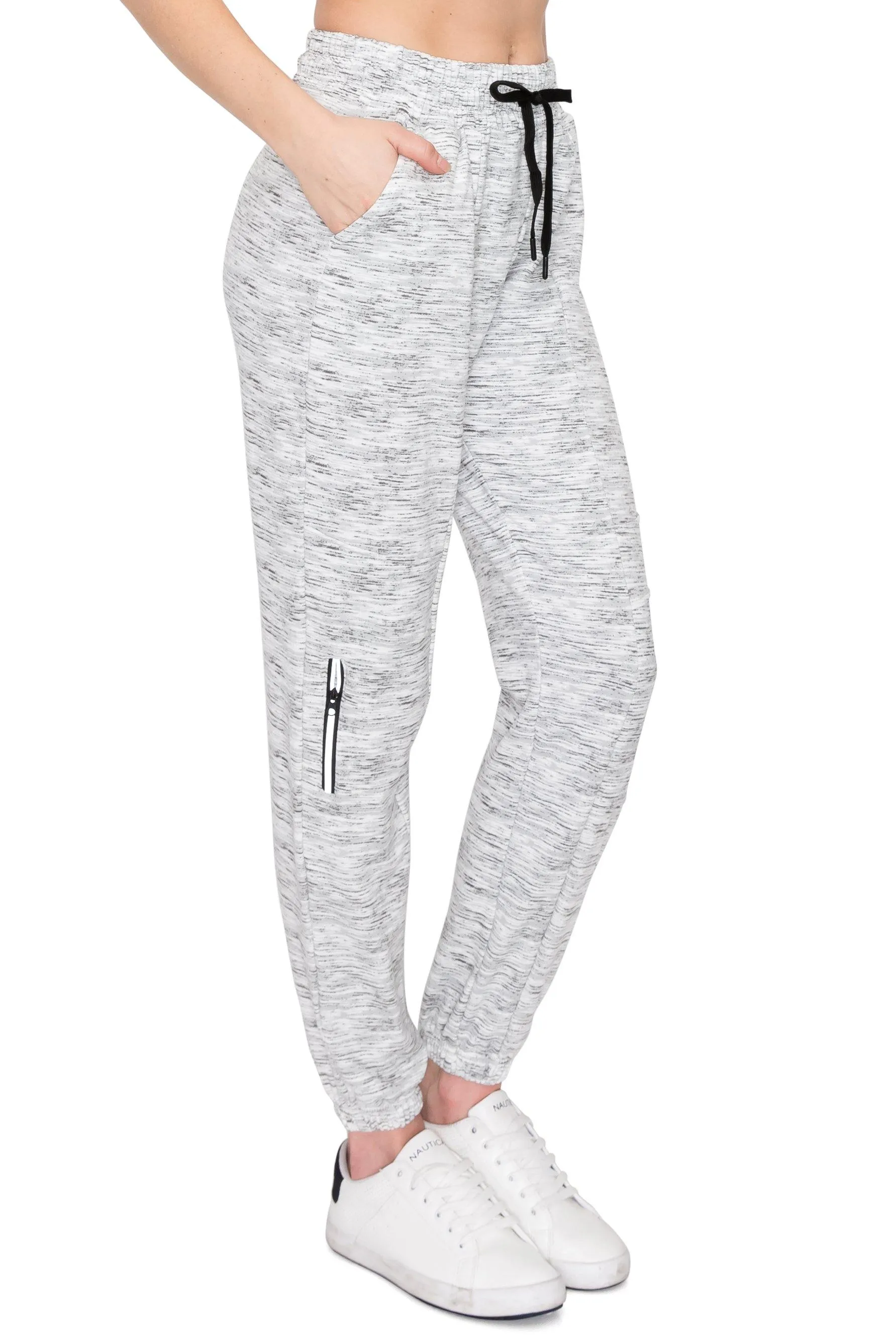 Fleece Jogger Track Pants - Soft Winter Stretch Zipper Sweatpants