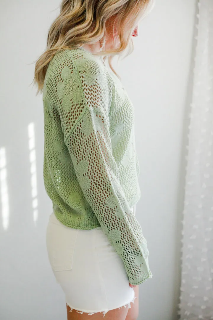 Floral Open-Stitch Cardigan