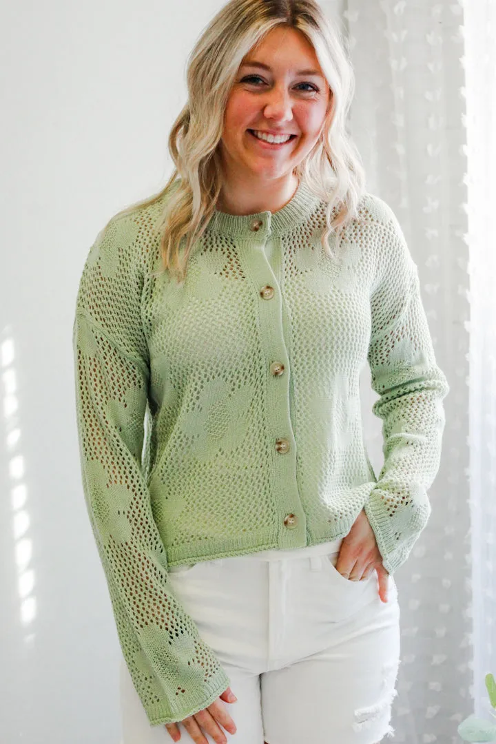 Floral Open-Stitch Cardigan