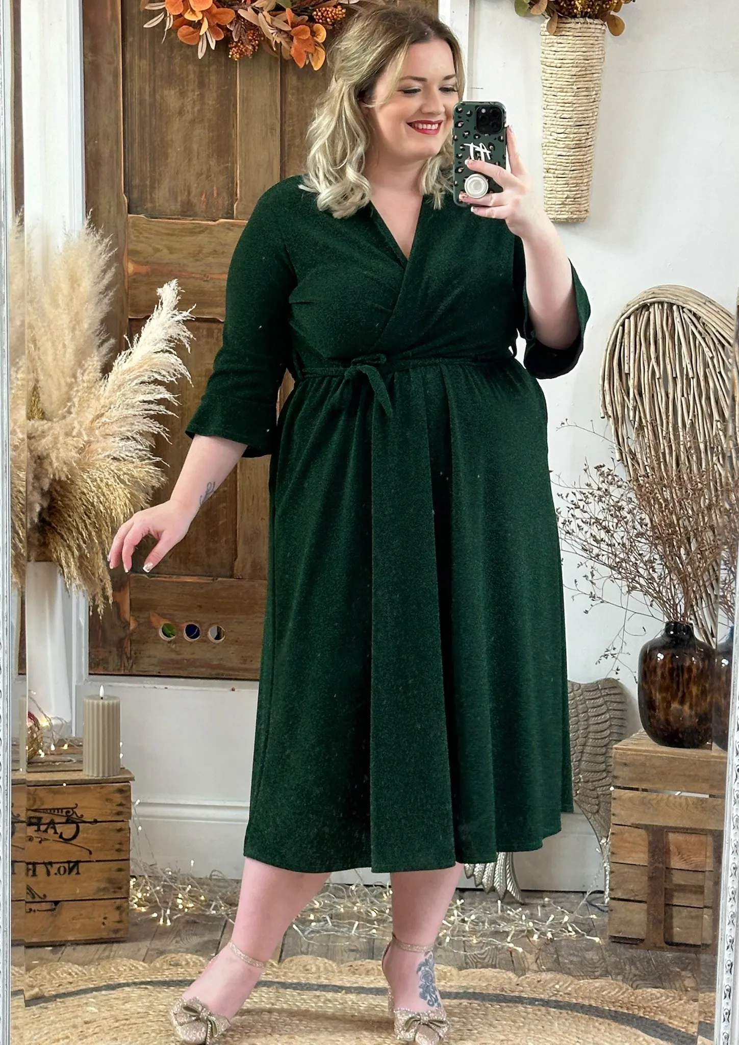 Forest Green Sparkly Roxy Midaxi Dress