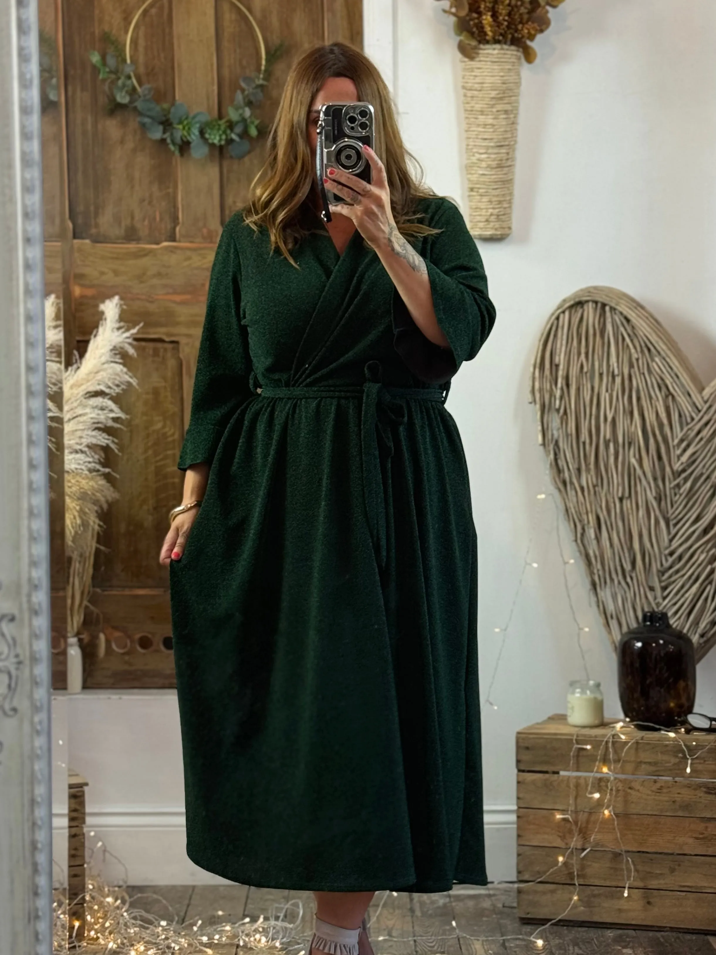 Forest Green Sparkly Roxy Midaxi Dress