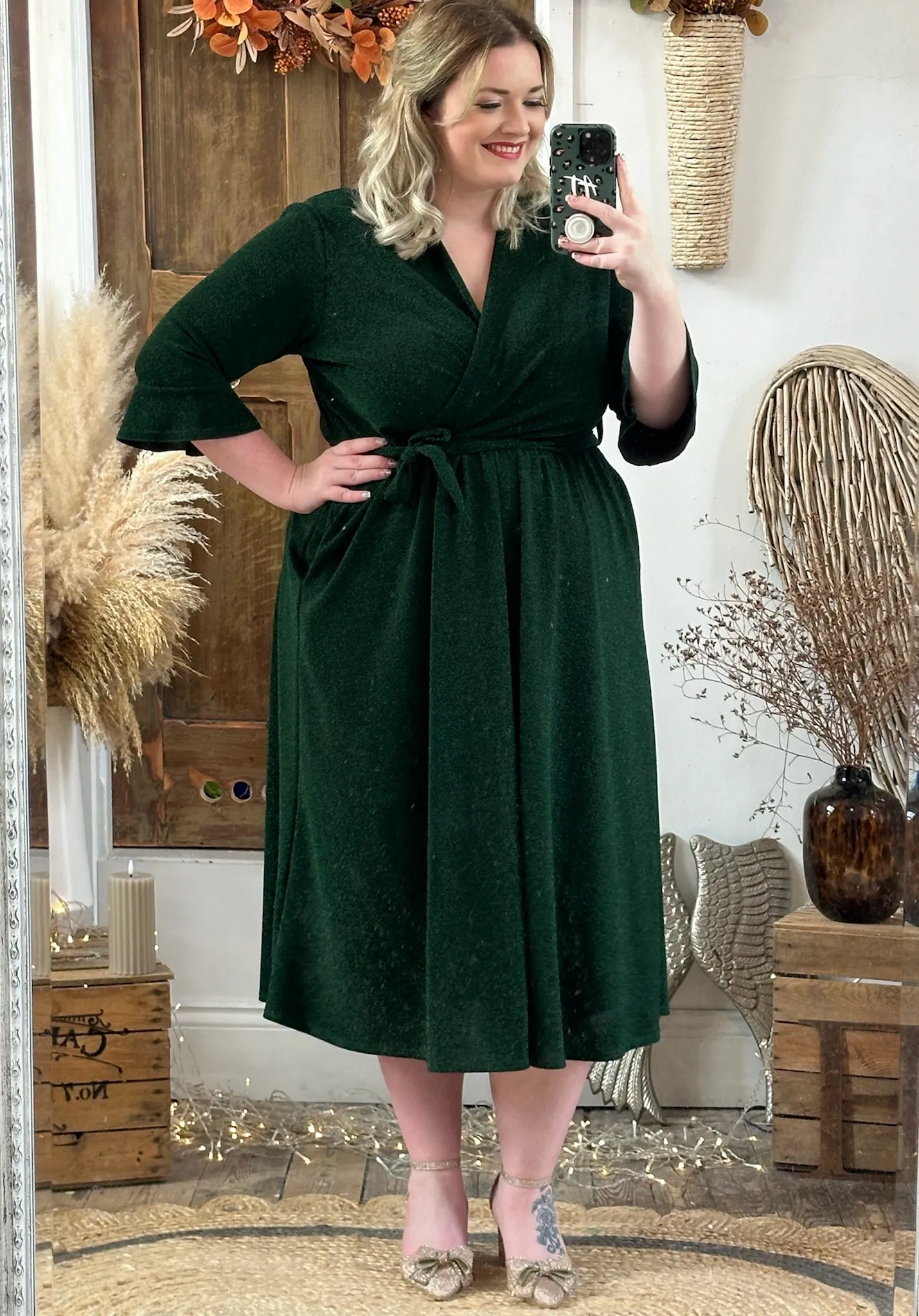 Forest Green Sparkly Roxy Midaxi Dress