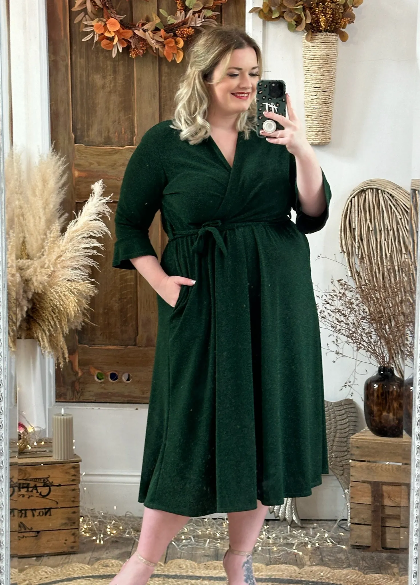 Forest Green Sparkly Roxy Midaxi Dress