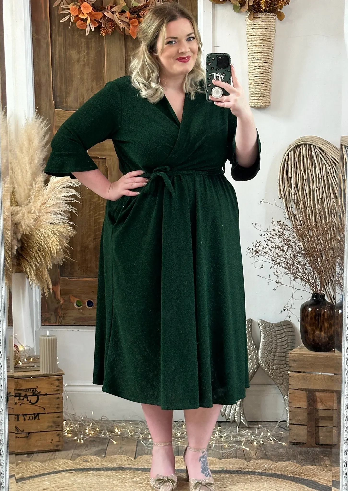 Forest Green Sparkly Roxy Midaxi Dress