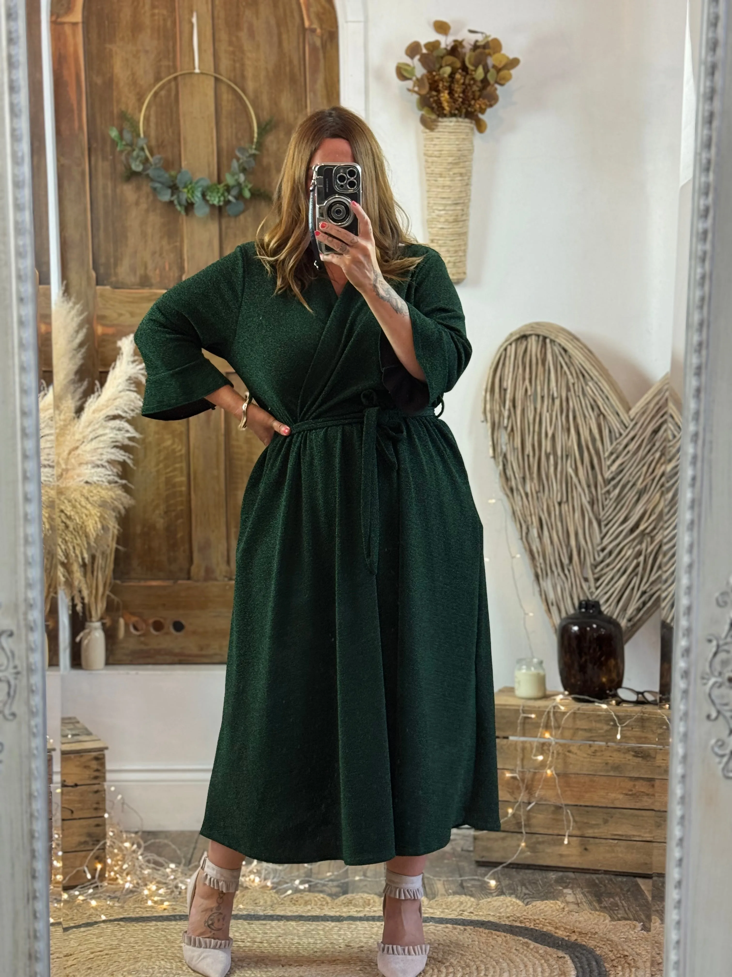 Forest Green Sparkly Roxy Midaxi Dress