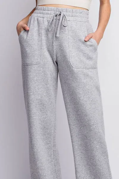 Full Size Drawstring Straight Leg Slit Sweatpants