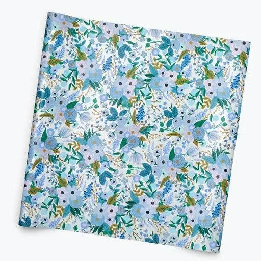 garden party blue continuous wrapping roll