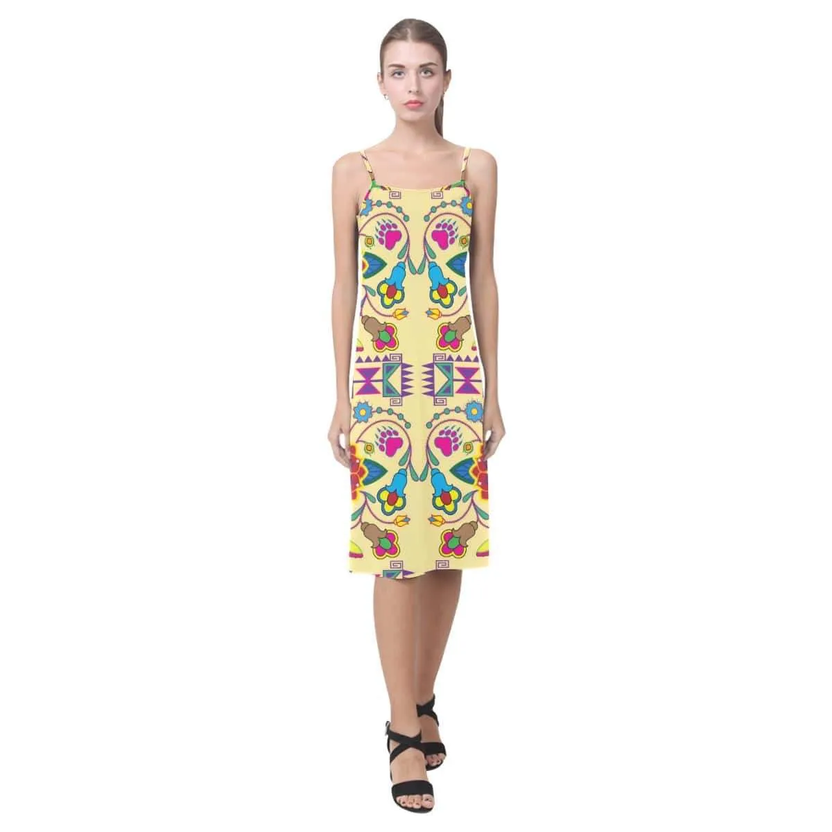 Geometric Floral Winter - Vanilla Alcestis Slip Dress