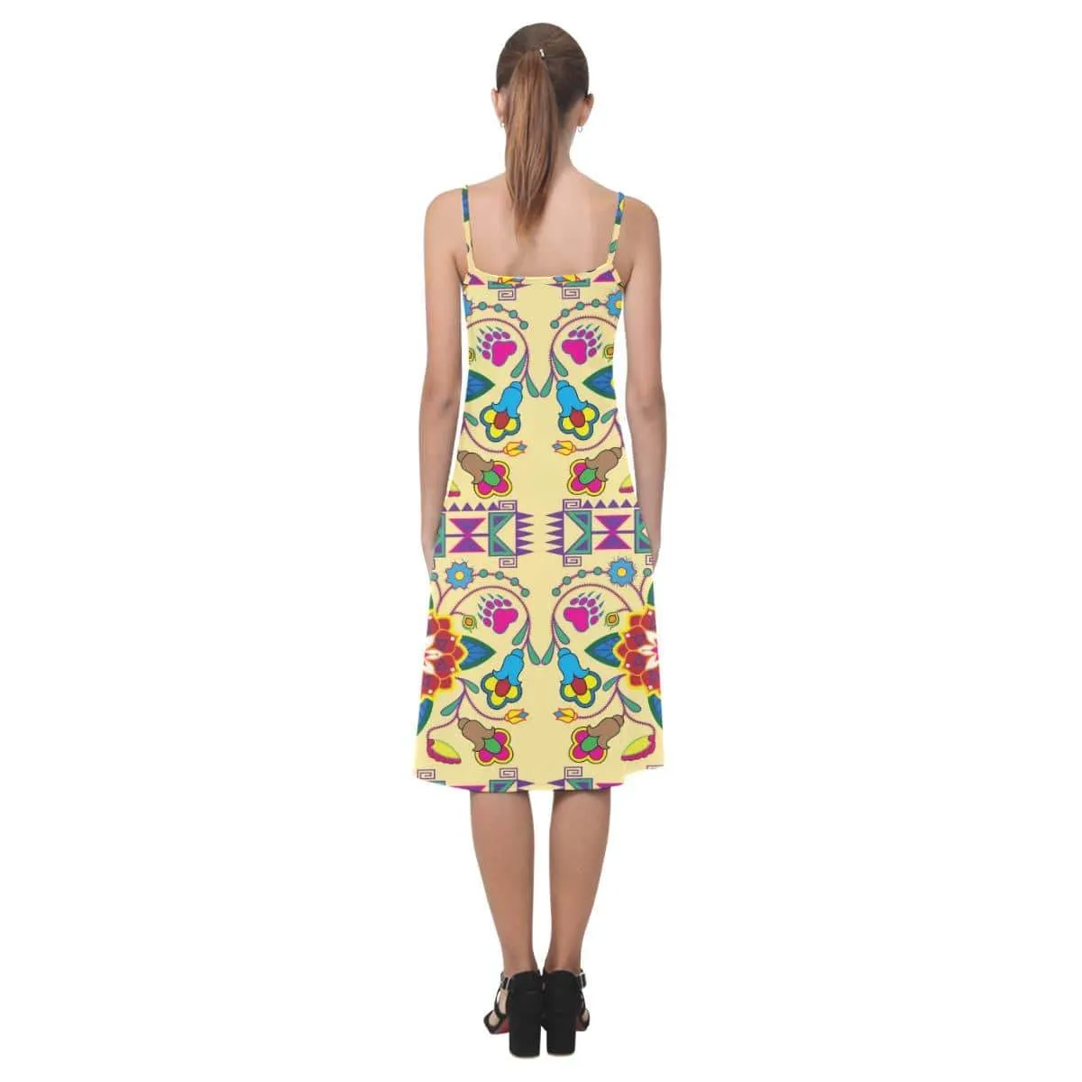 Geometric Floral Winter - Vanilla Alcestis Slip Dress