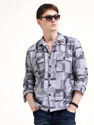 Geovibrance Abstract Grey Overshirt