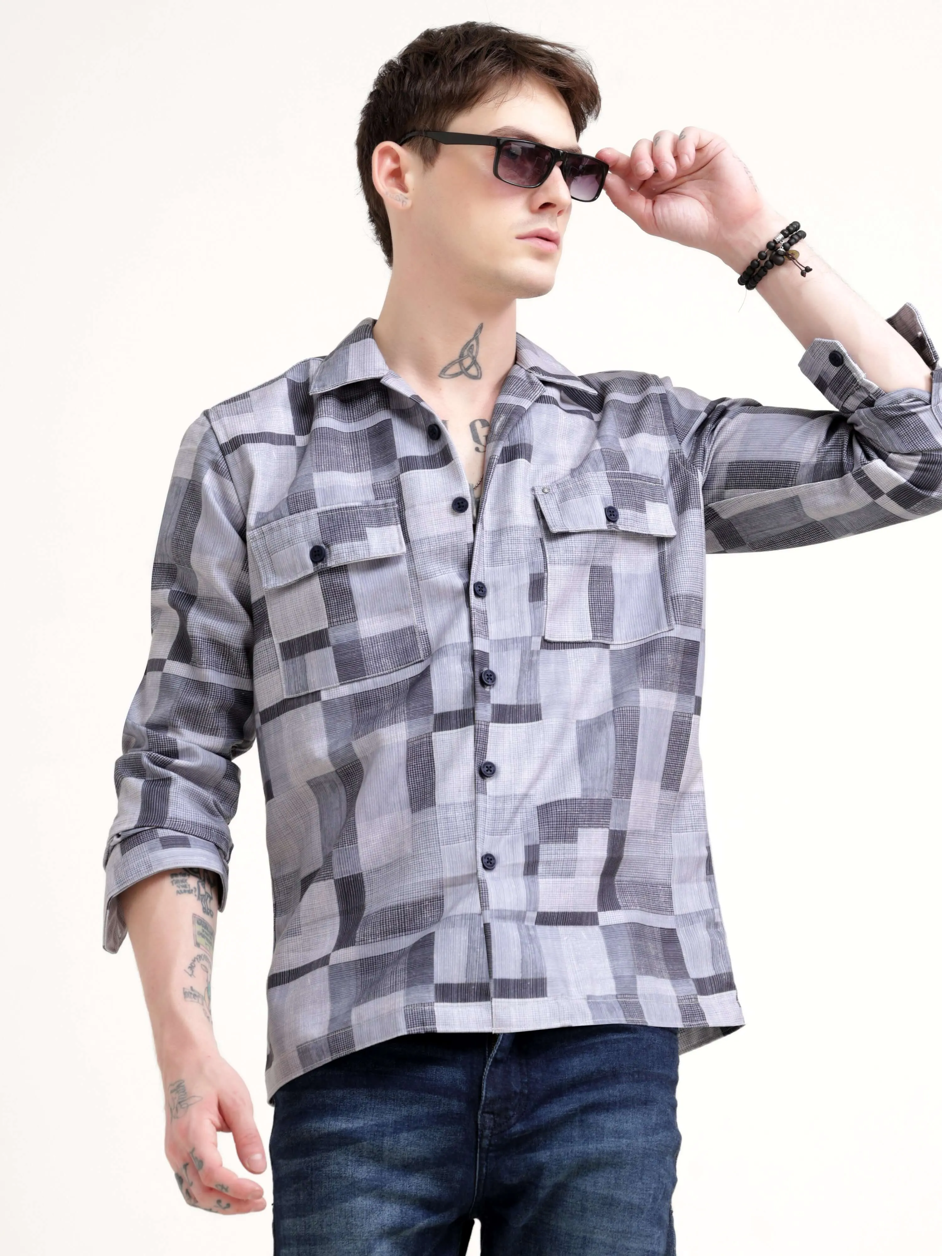 Geovibrance Abstract Grey Overshirt