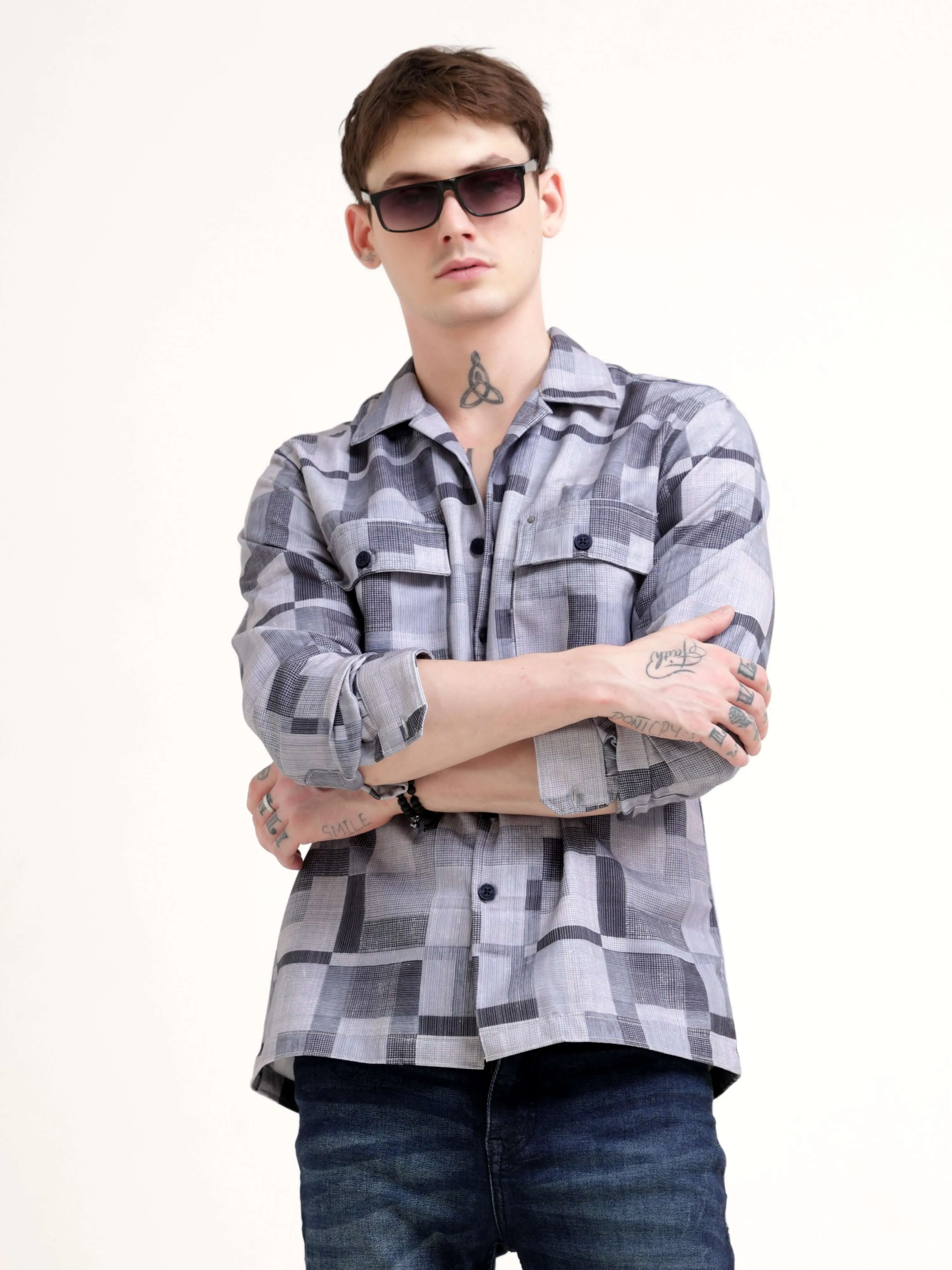 Geovibrance Abstract Grey Overshirt