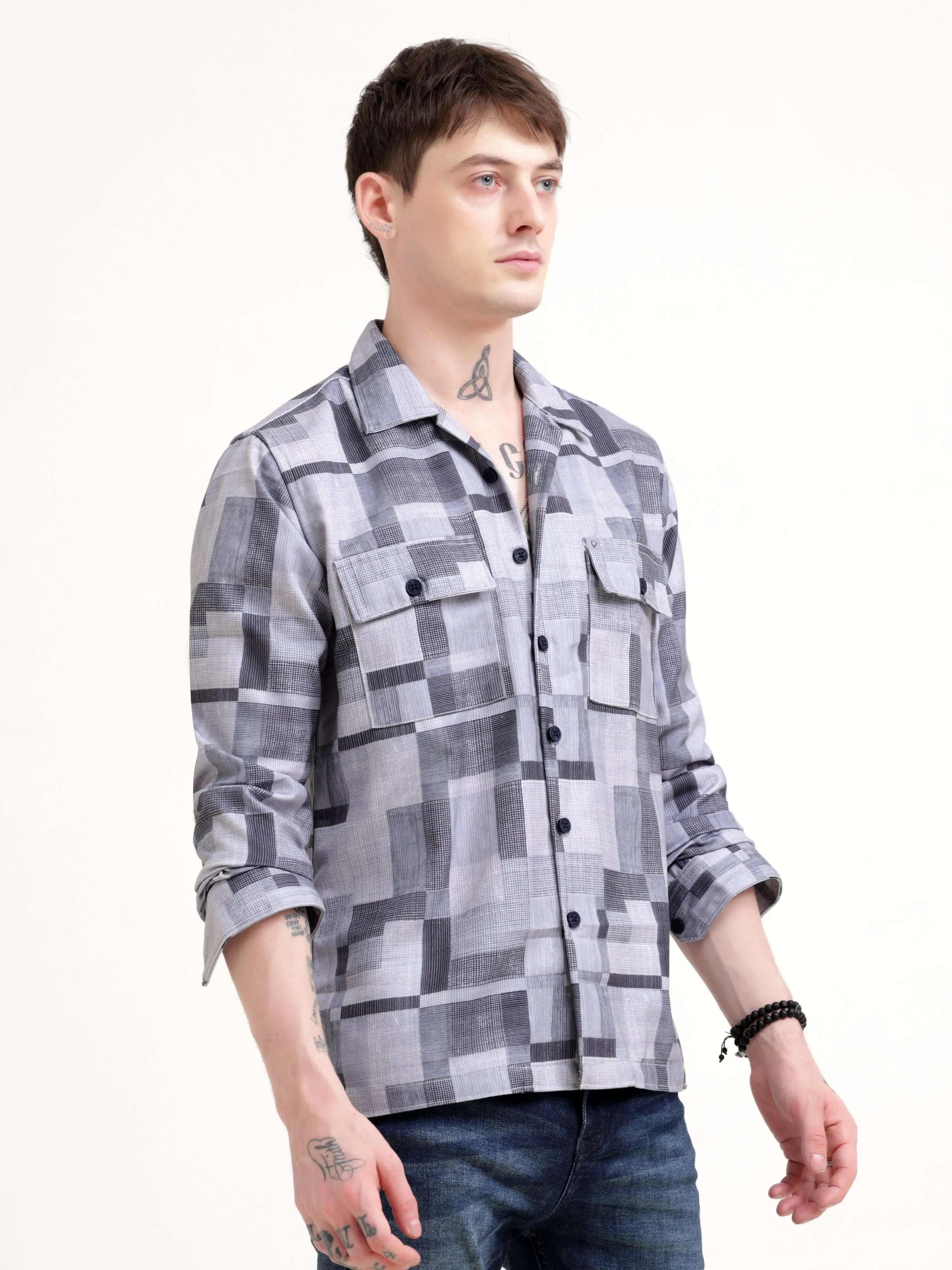 Geovibrance Abstract Grey Overshirt