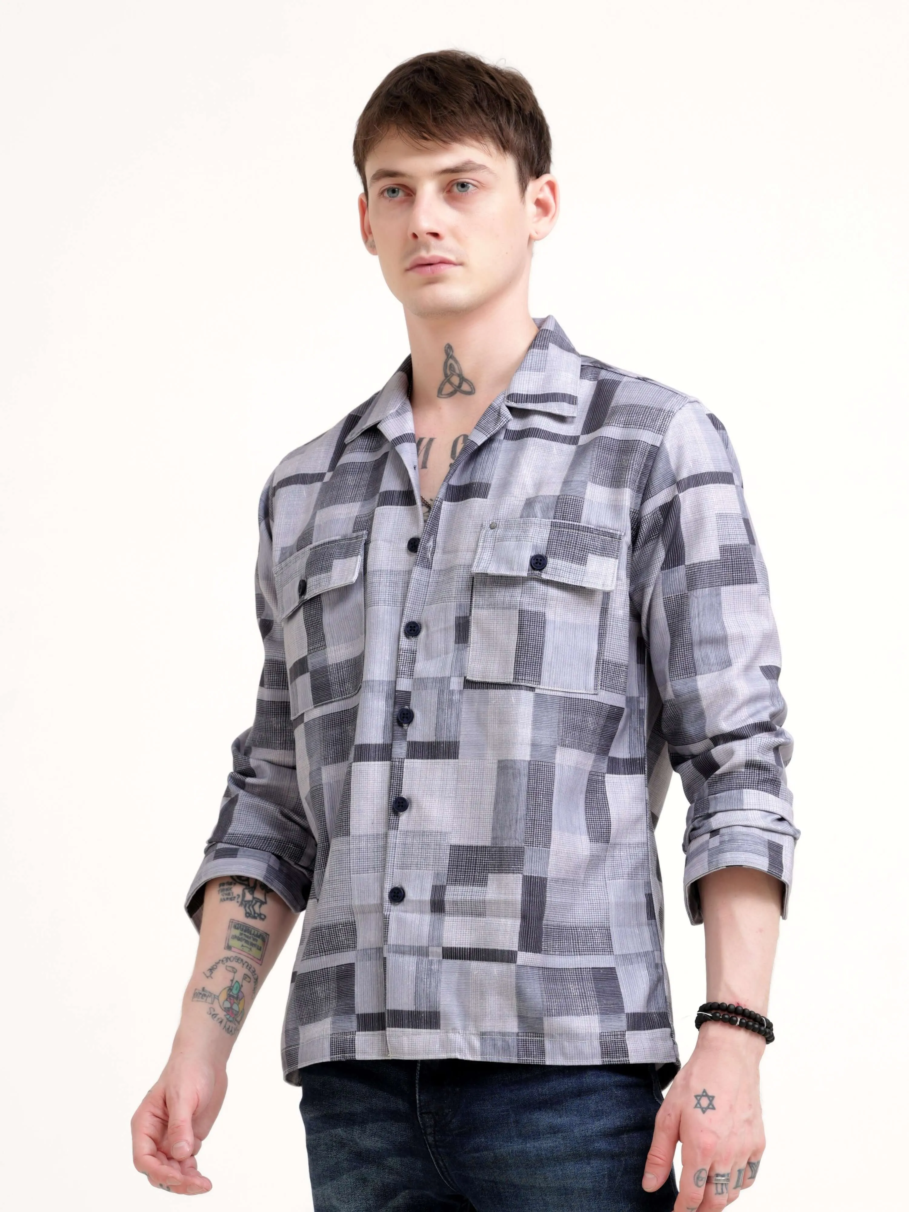 Geovibrance Abstract Grey Overshirt