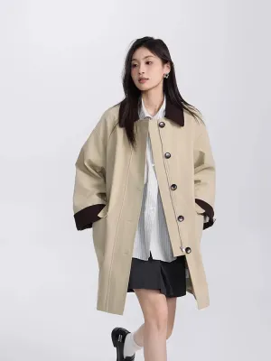 Girlary Fashion Commuting Loose Trench Coat Korean Style Elegant Midi-Length Women's Windbreaker Coat Casual Versatile Jacket Tops