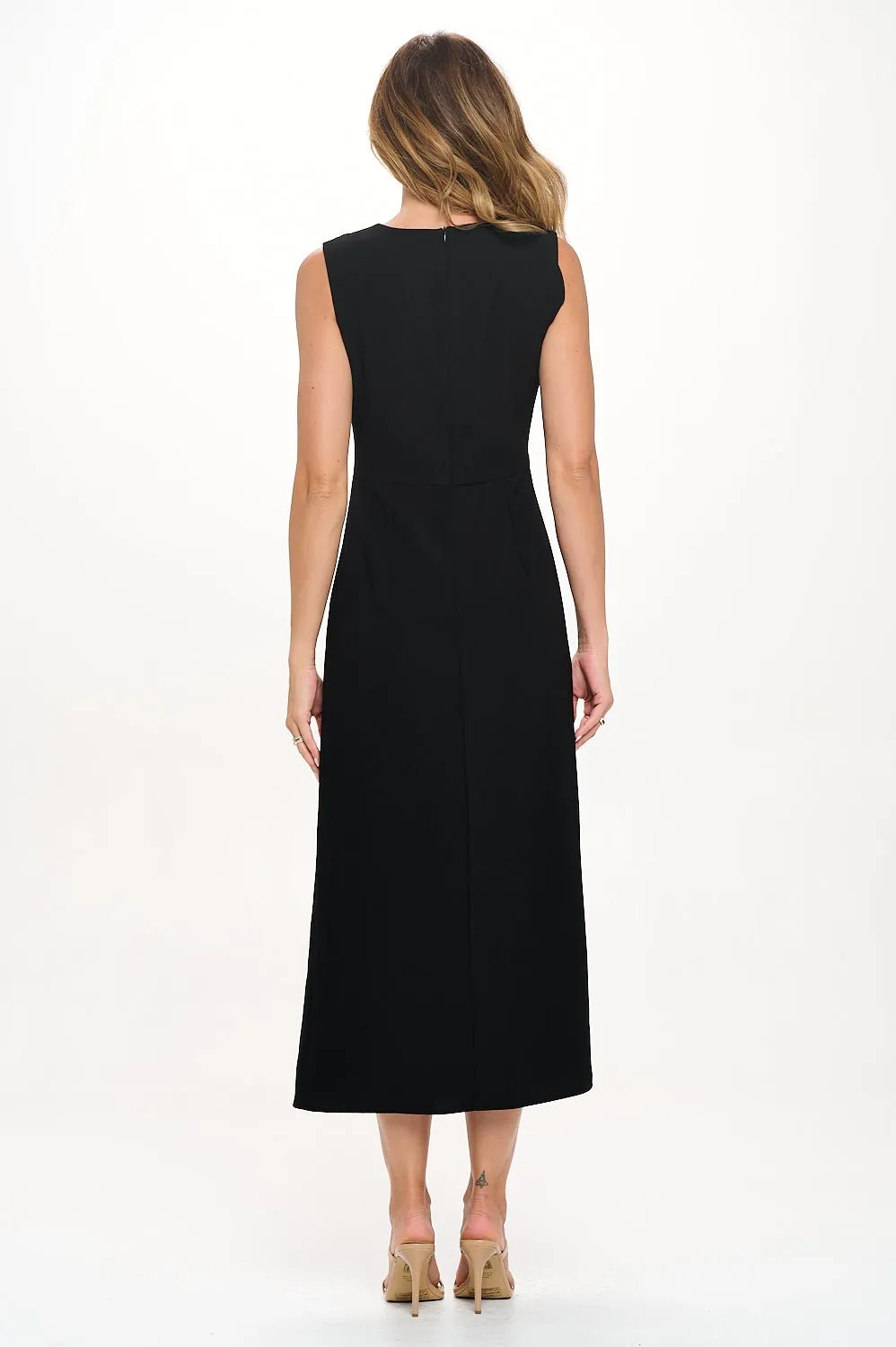 Gloria Sleeveless Side Ruched Midi Dress