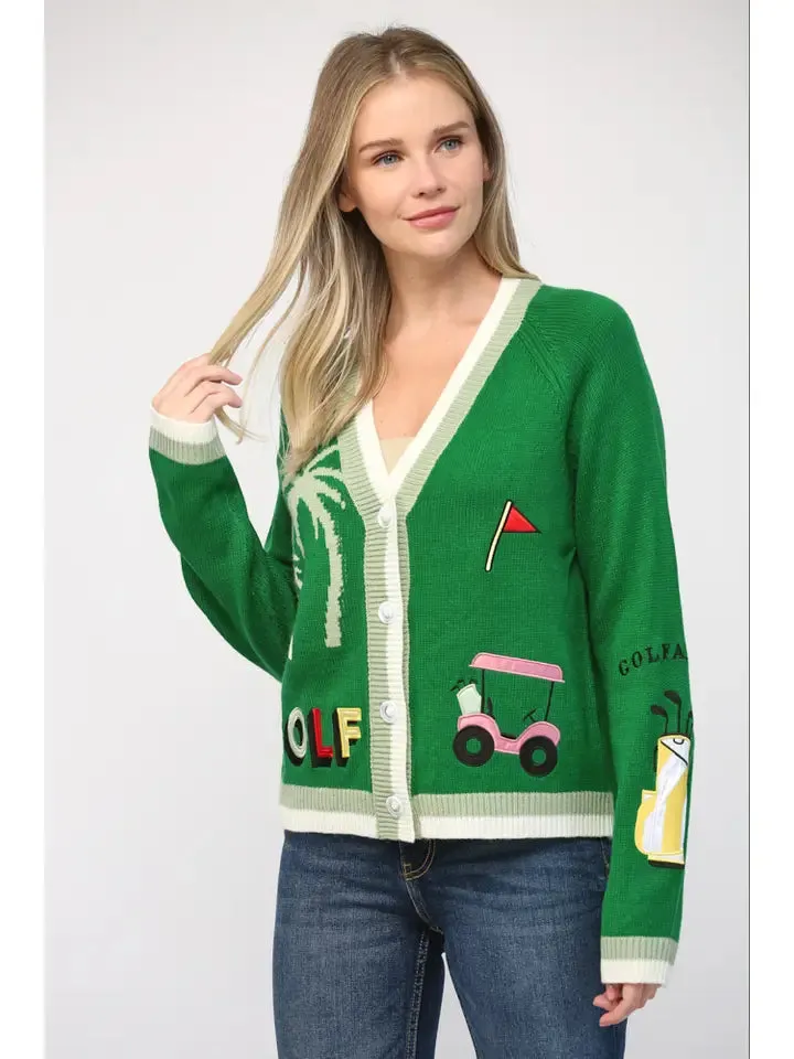 Golf Embroidered Cardigan