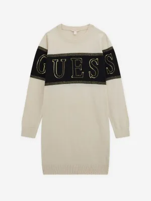 Guess Girls Logo Sweater Dress in Ivory