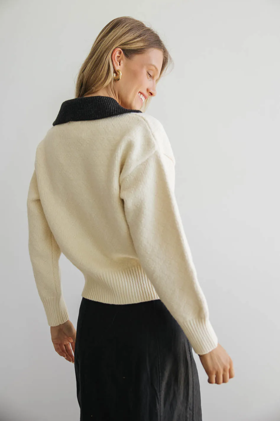 Hailey Colorblock Cardigan in Black