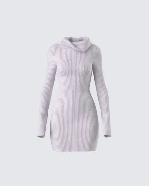 Hala Grey Cowl Neck Sweater Dress