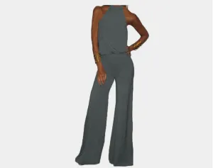 Halter Top Dark Gray Jumpsuit - The Milano