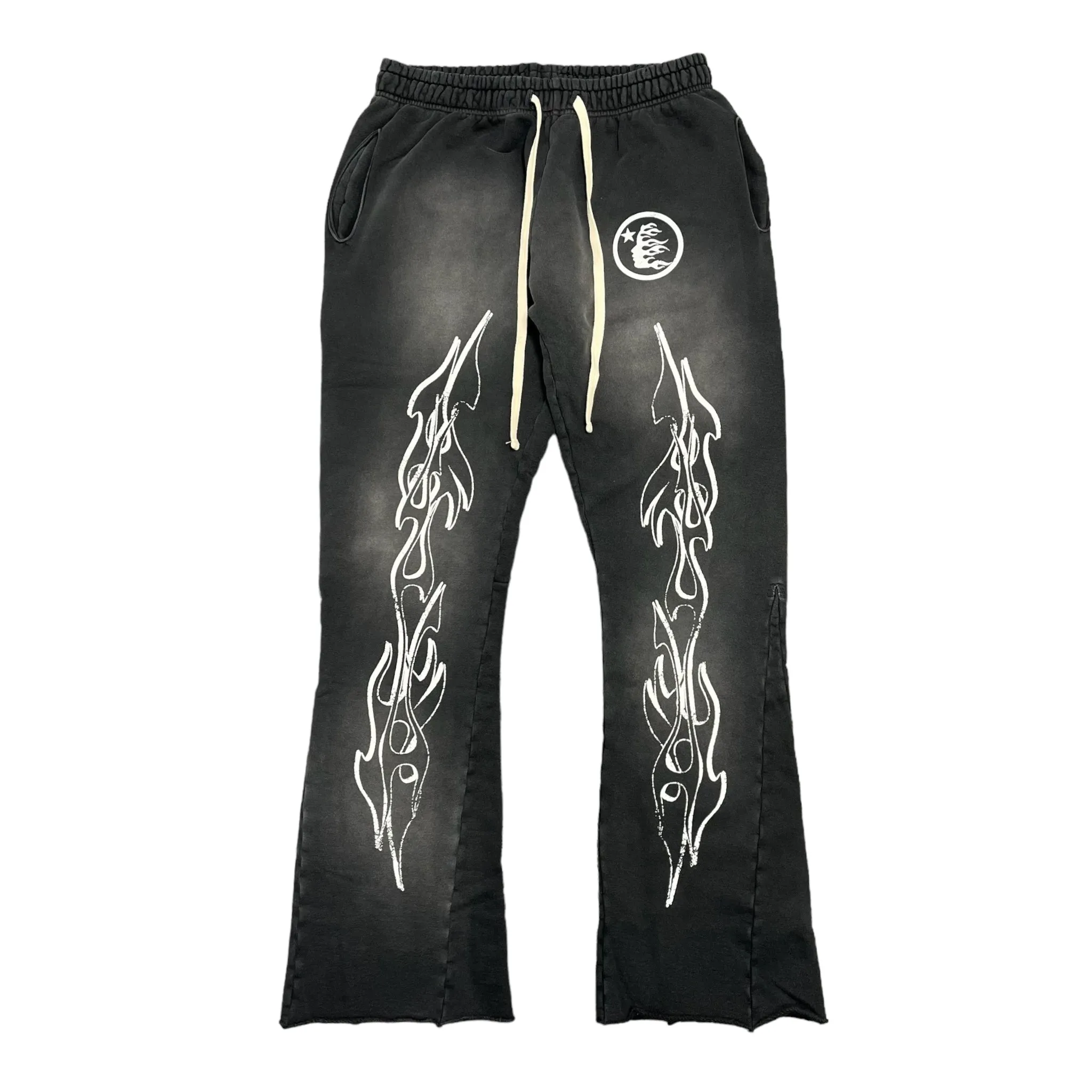 Hellstar Flame Flare Sweatpants Vintage Black