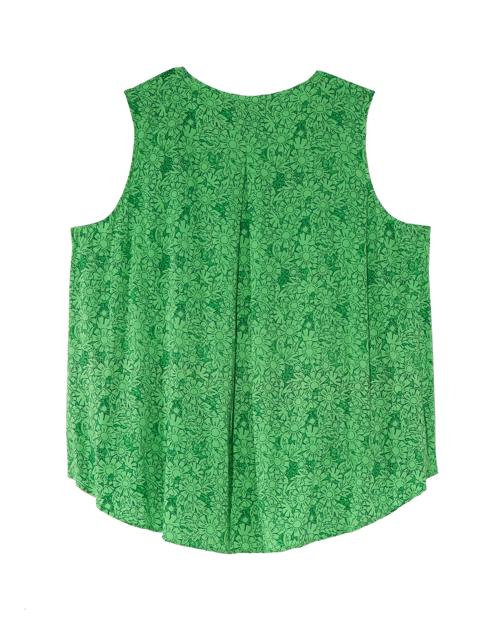 Honora Sleeveless Printed Blouse with Pleats | Kelly Green