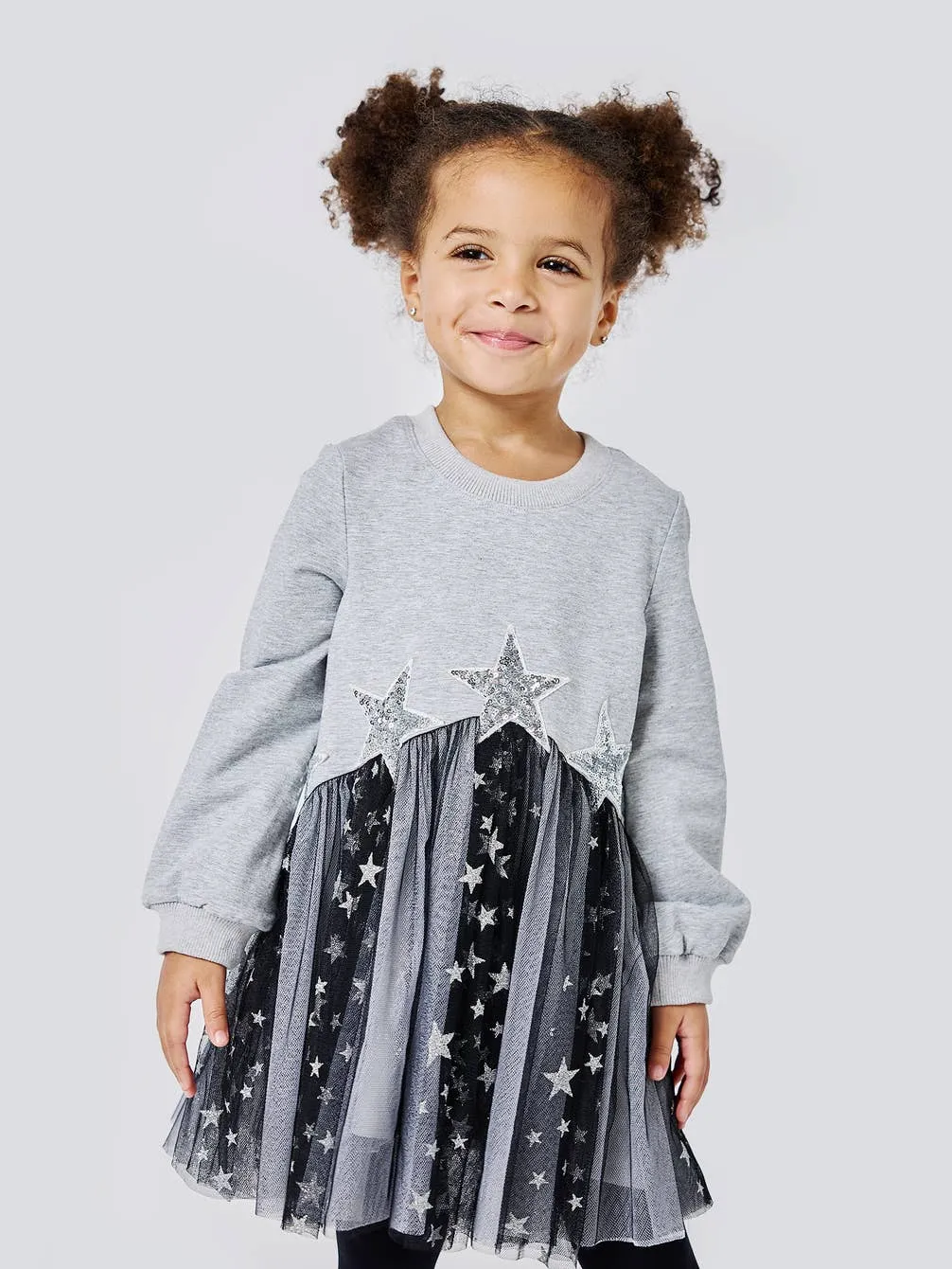 Infant l Toddler l Little Girl’s Silver Star Mesh Tutu Dress