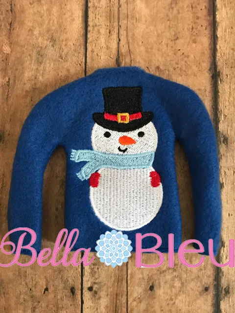 ITH Snowman Frosty Elf sweater shirt machine embroidery design