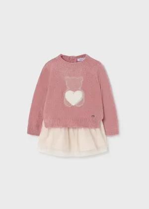 Knitted Baby Girls Dress with Tulle Skirt | Mayoral