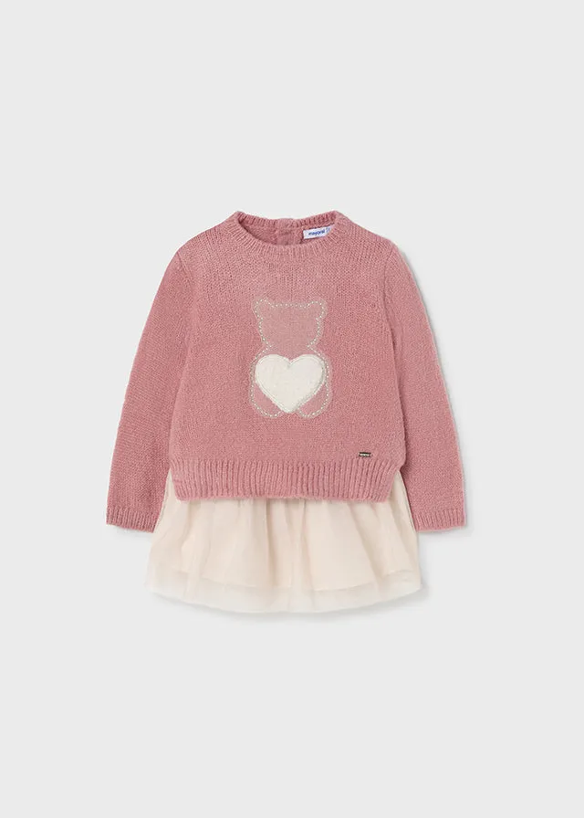 Knitted Baby Girls Dress with Tulle Skirt | Mayoral