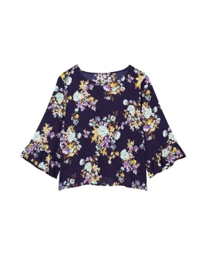 Kristol Wide Sleeve Blouse | Purple / Yellow