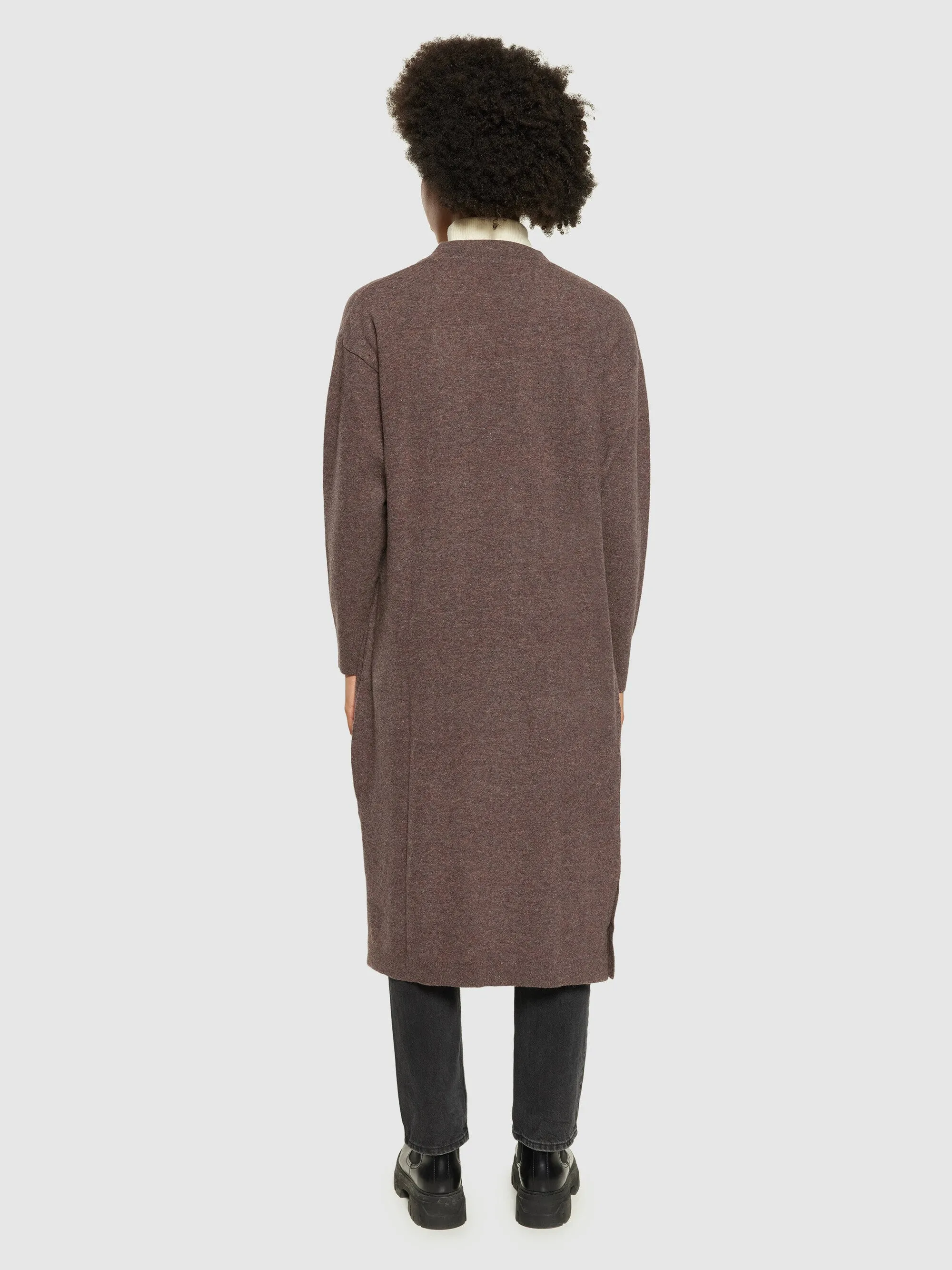 Lambswool long cardigan - RWS - Demitasse (brown)