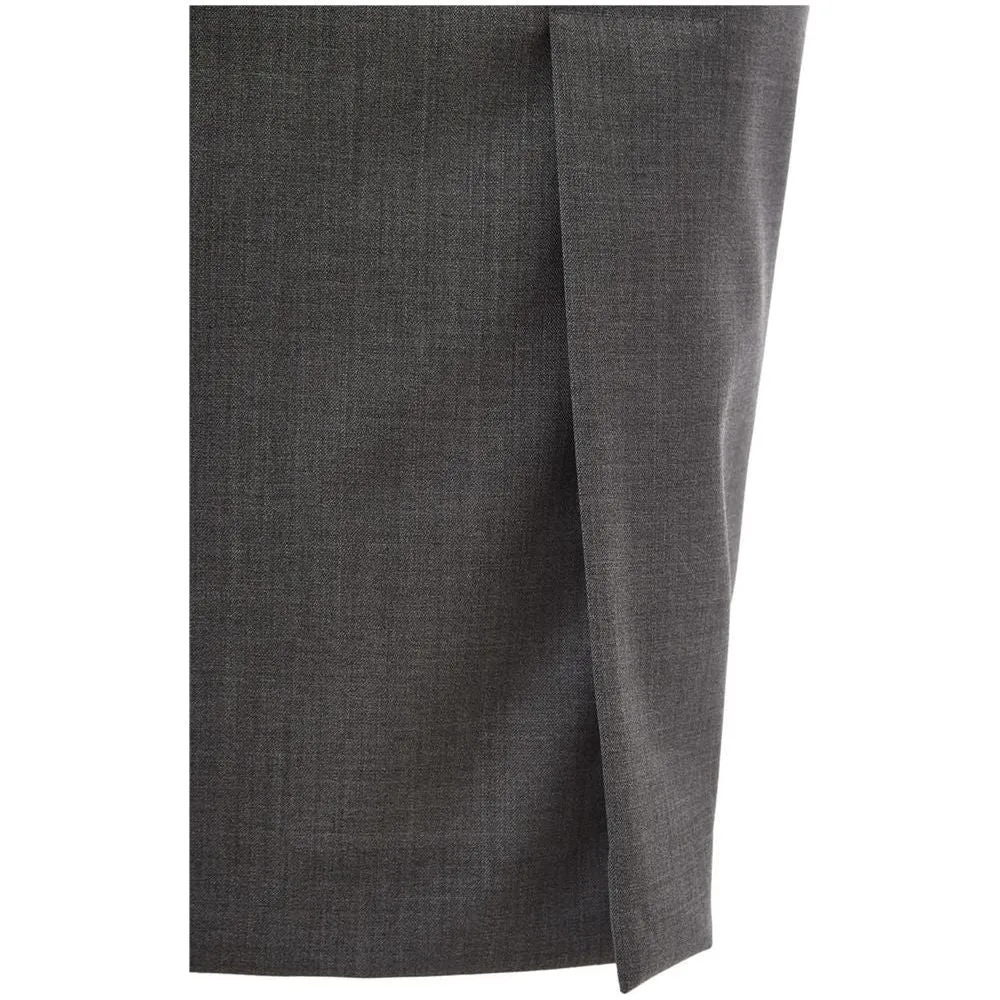 Lardini Chic Gray Wool Pencil Skirt