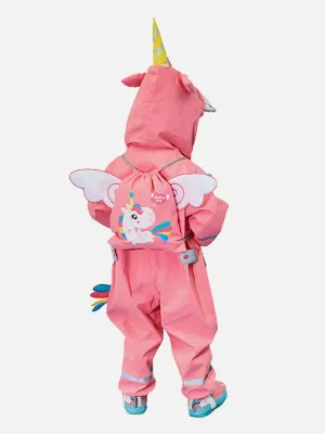 Little Surprise Box Bright Pink Magical Unicorn Theme All Over Jumpsuit / Playsuit Raincoat for Kids