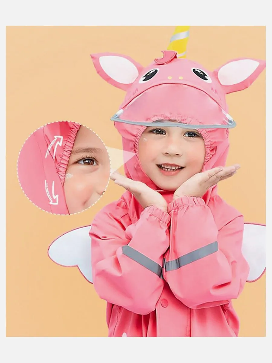 Little Surprise Box Bright Pink Magical Unicorn Theme All Over Jumpsuit / Playsuit Raincoat for Kids