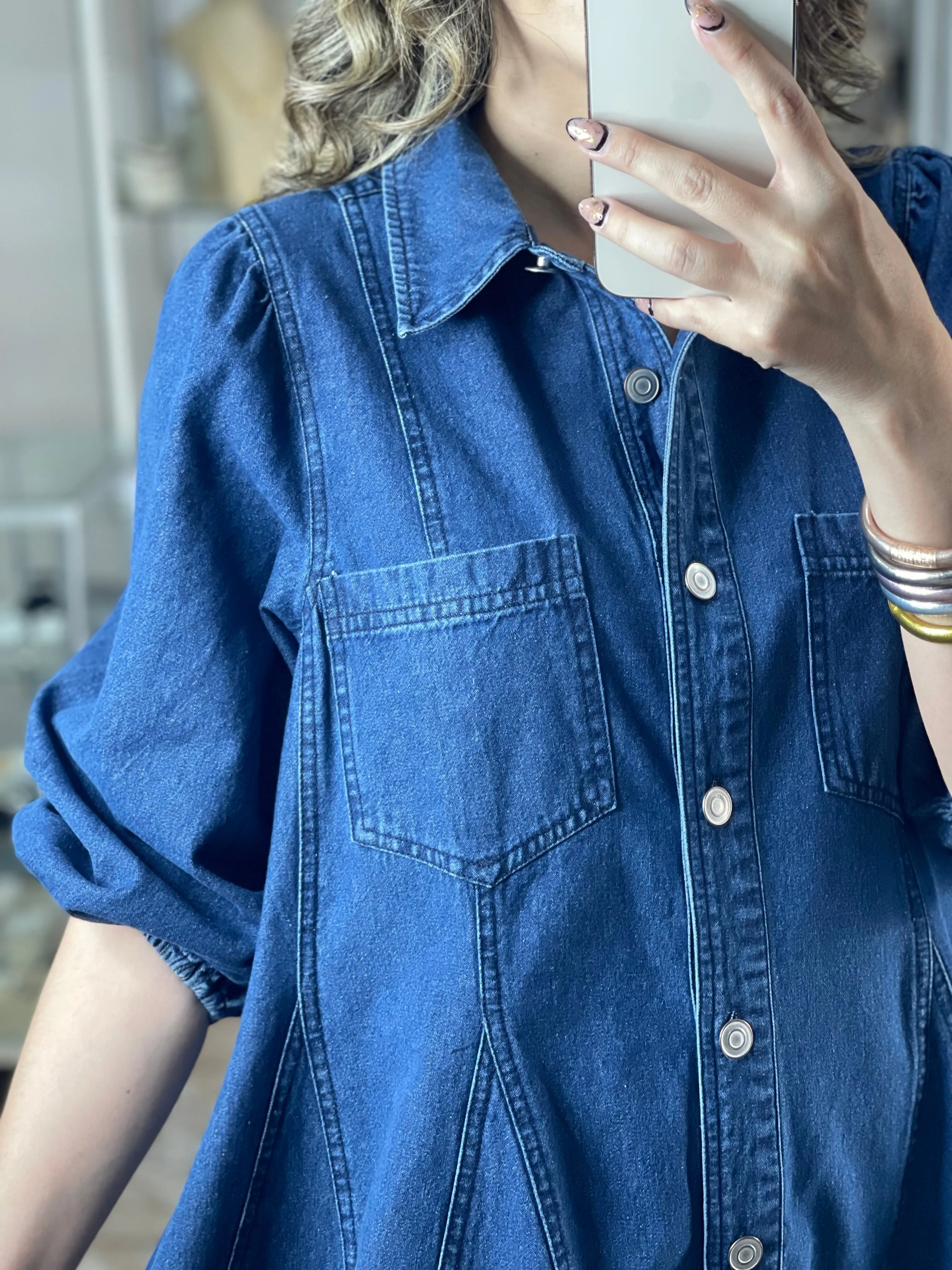 Long Sleeve Button Down Denim Dress