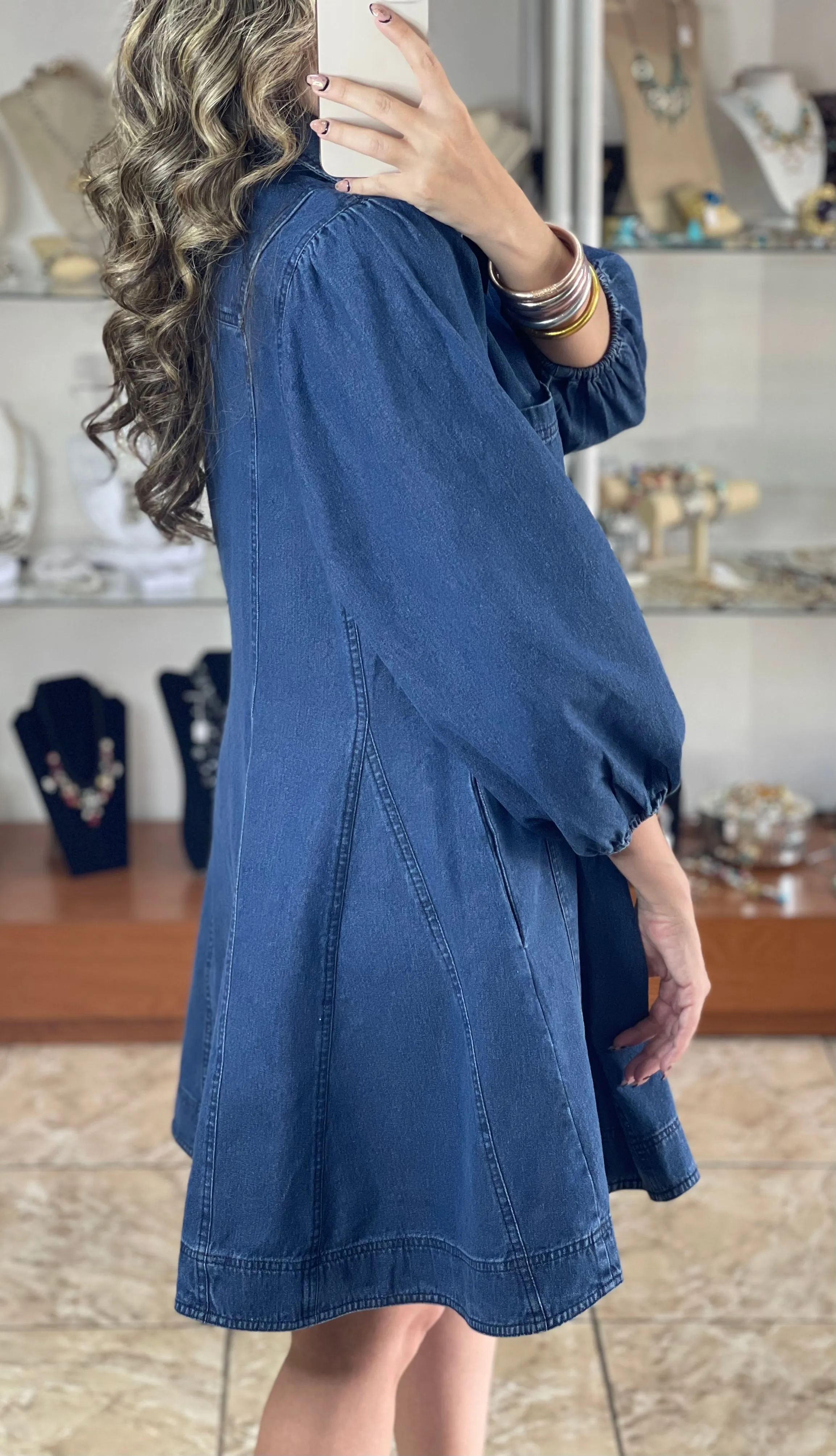 Long Sleeve Button Down Denim Dress