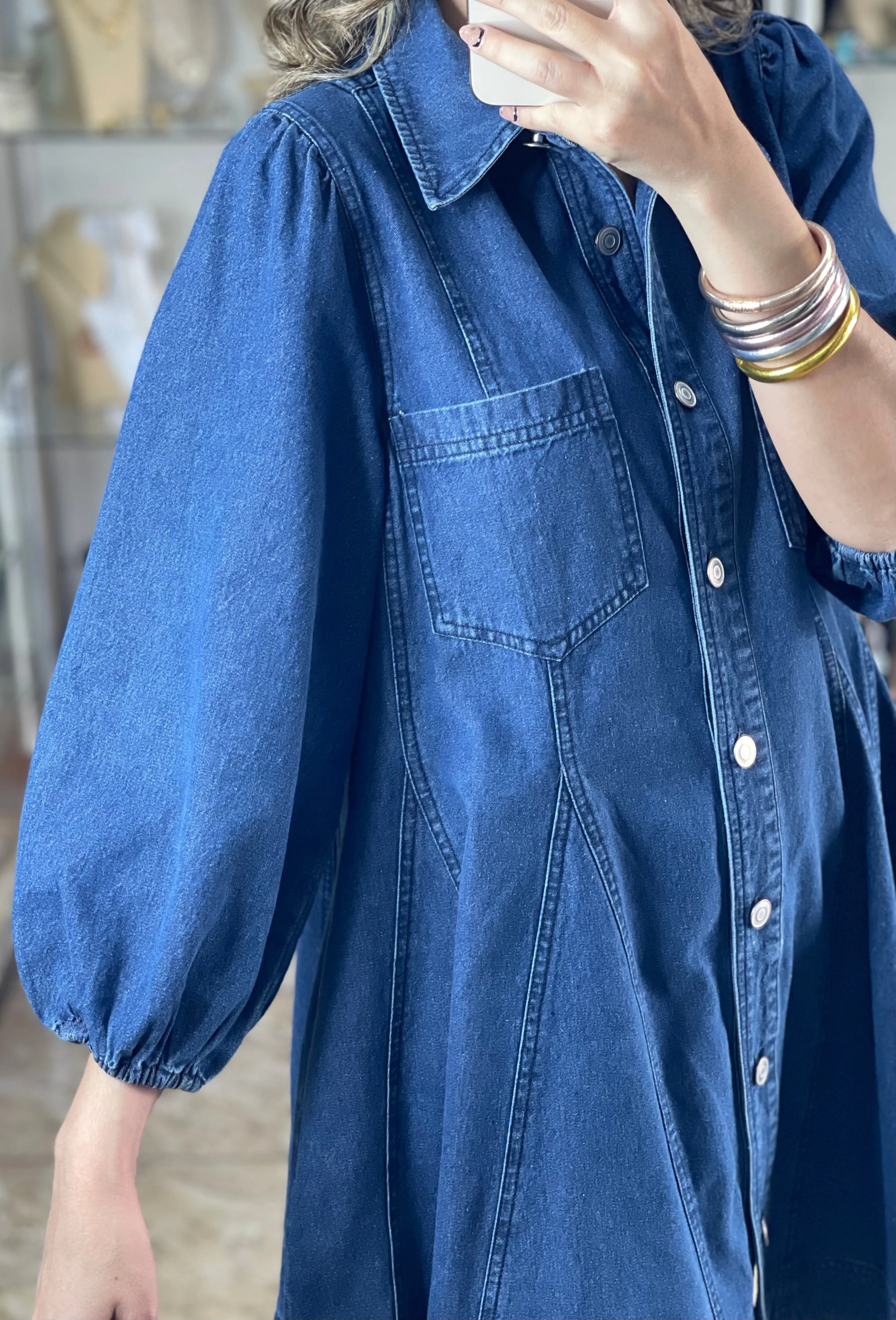 Long Sleeve Button Down Denim Dress