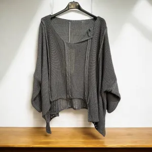 Loose Weave Cotton Sweater Anthracite grey