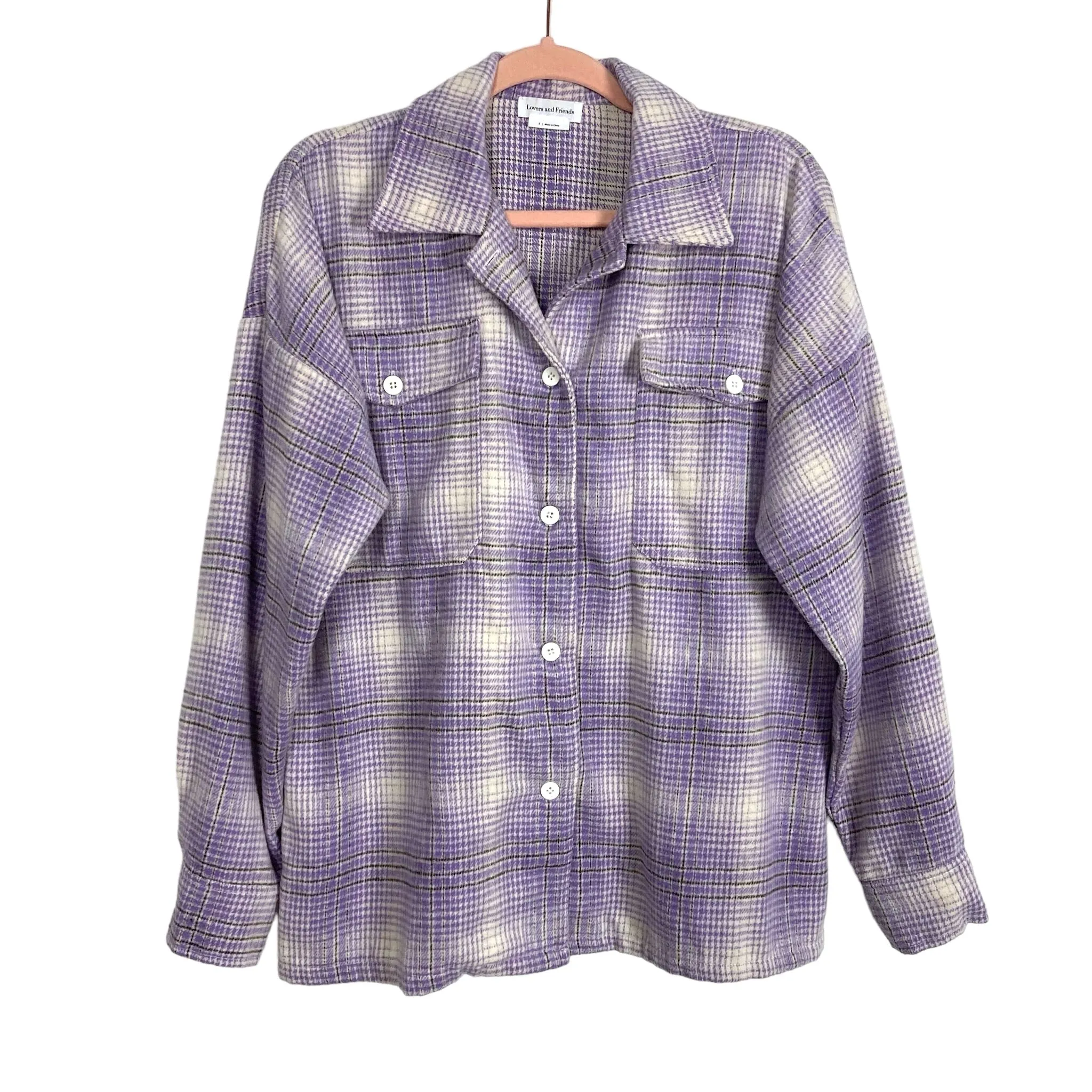 Lovers   Friends Lavender Plaid Flannel Emmy Shacket- Size S (sold out online)