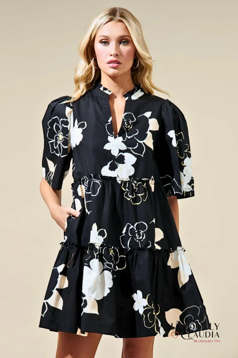 Mandy Split Neck Shift Dress