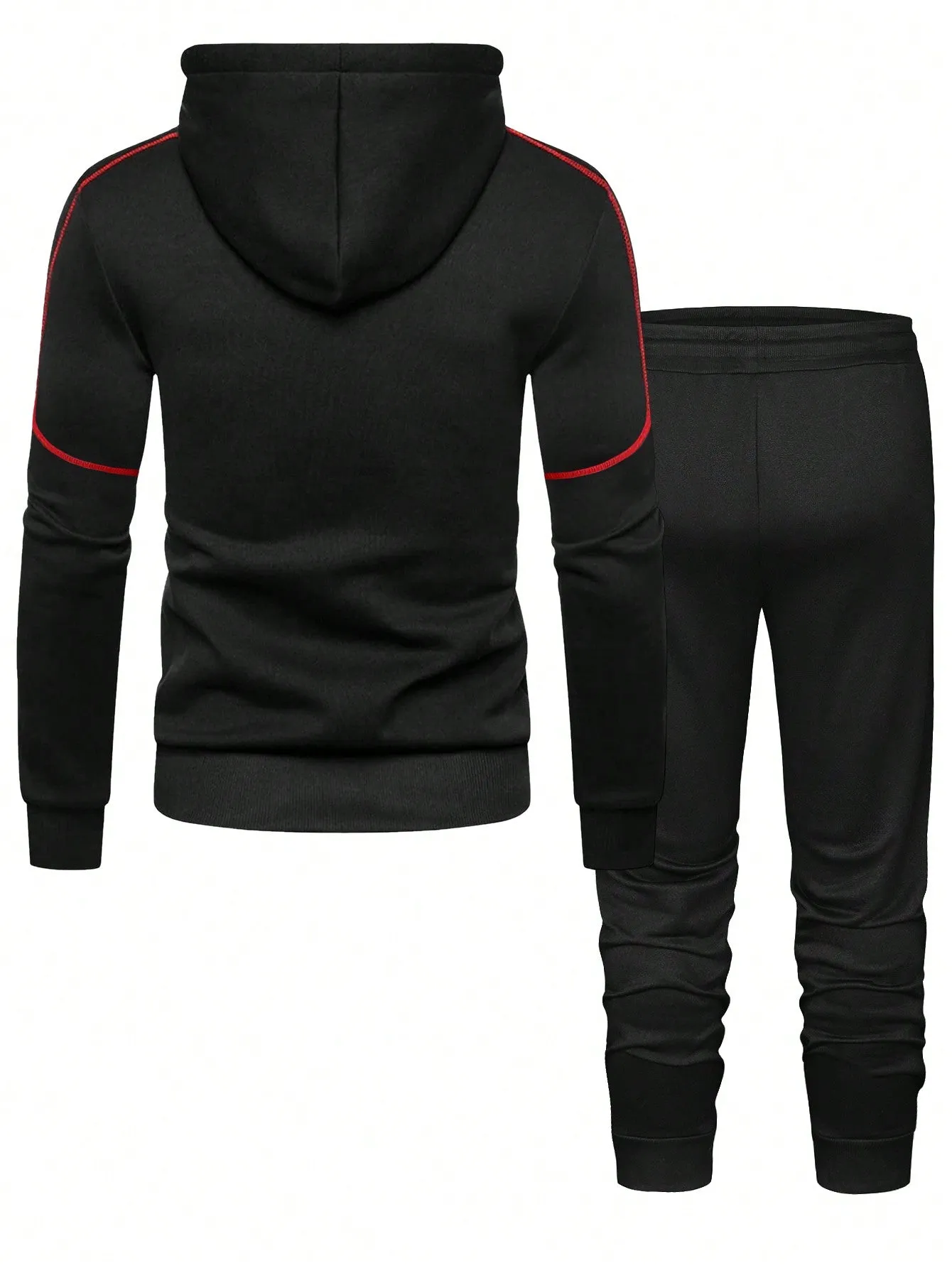 Manfinity Men Contrast Piping Drawstring Hoodie & Sweatpants