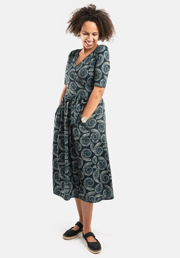 Mary Fossil Print Midi Dress