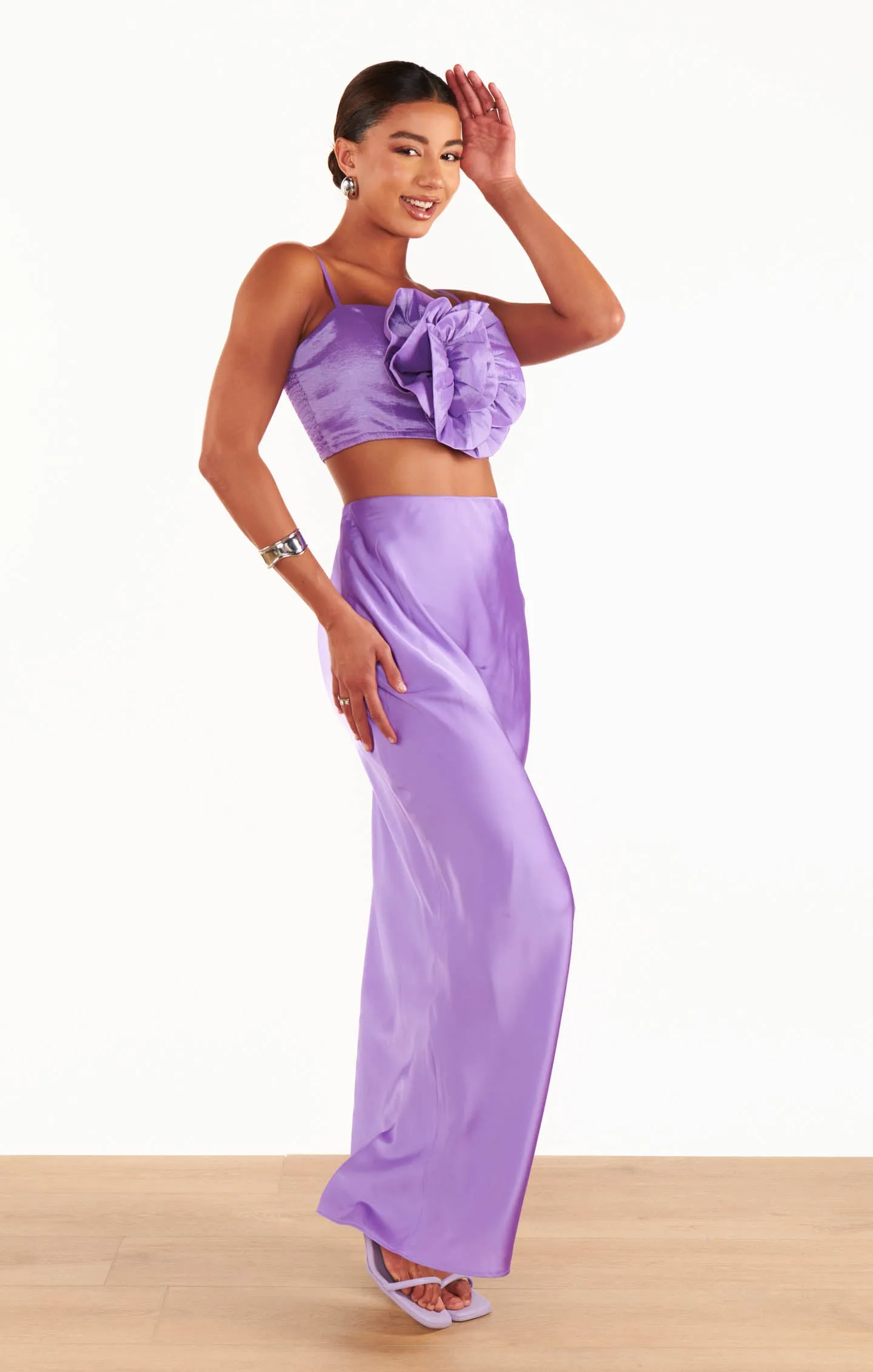 Maxi Slip Skirt ~ Violet Luxe Satin