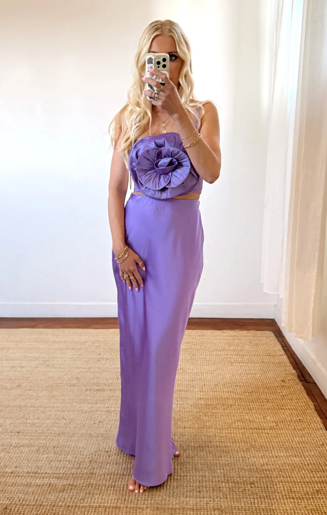 Maxi Slip Skirt ~ Violet Luxe Satin